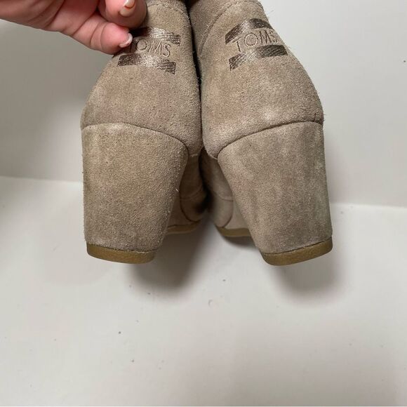 Toms Taupe Wedge Ankle Booties - Picture 5 of 9